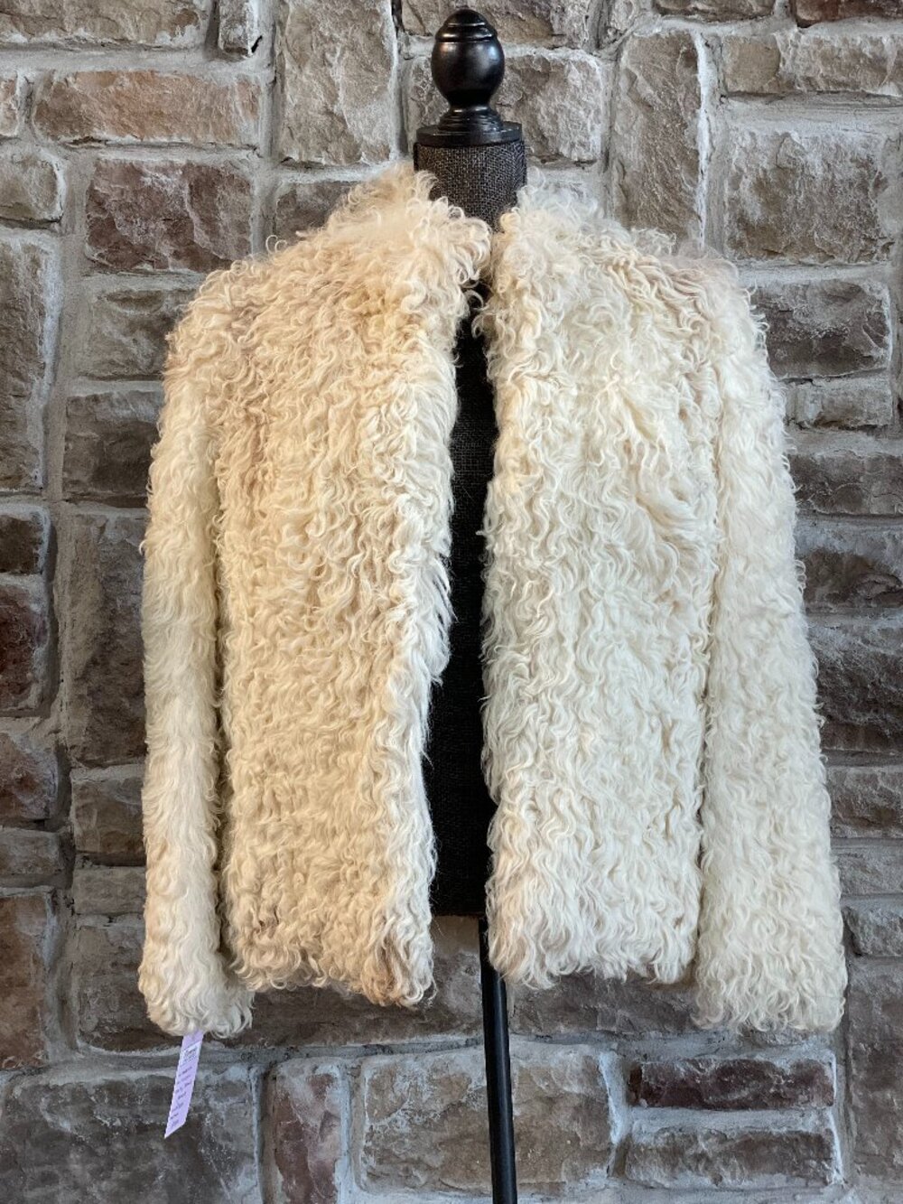 Cute Small Real Curly Lamb Fur Coat Shearling Jacket